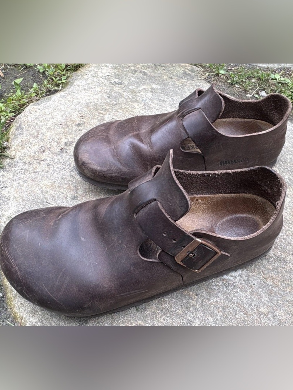 Birkenstock London Brown Leather Slip-On Shoe Buckle Strap US 8.5 EU 39